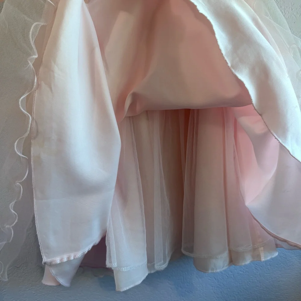 Chantilly Place Sleeveless Blush-Pink Floral Waist Tulle Gown for Girls. Size 5. - Picture 6 of 17